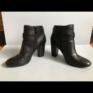 Merona Shoes - Black Heeled Boots with Gold Buckle Merona Shoes - Black Heeled Boots with Gold Buckle